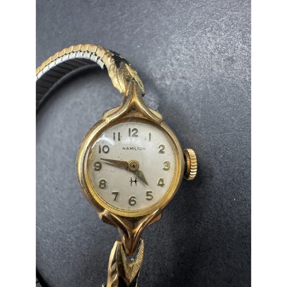 Vintage Ladies Hamilton 10K Rolled Gold Plated Bezel Classic Wrist Watch 15mm - Picture 1 of 7